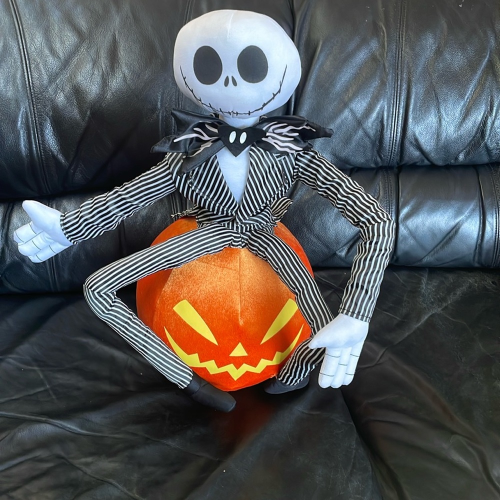 The Nightmare Before Christmas Jack Skellington Sitting on Pumpkin Plush
